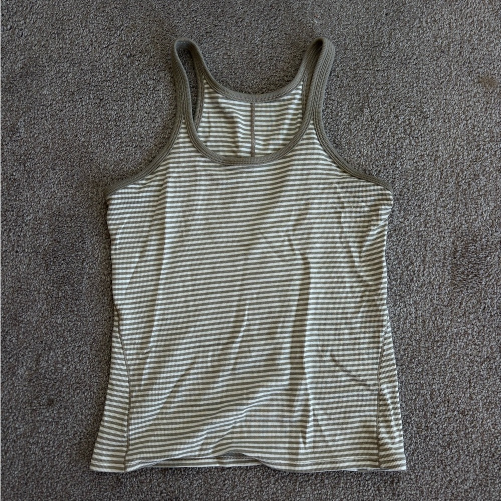 Lululemon Hold Tight Thin Strap Racerback Tank Size 4 Sheer Oak